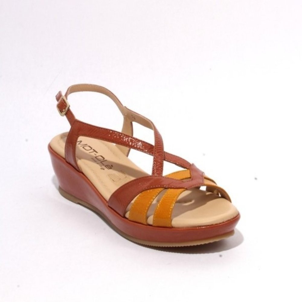 ITALIAN Multicolor Patent Leather Wedge Sandals